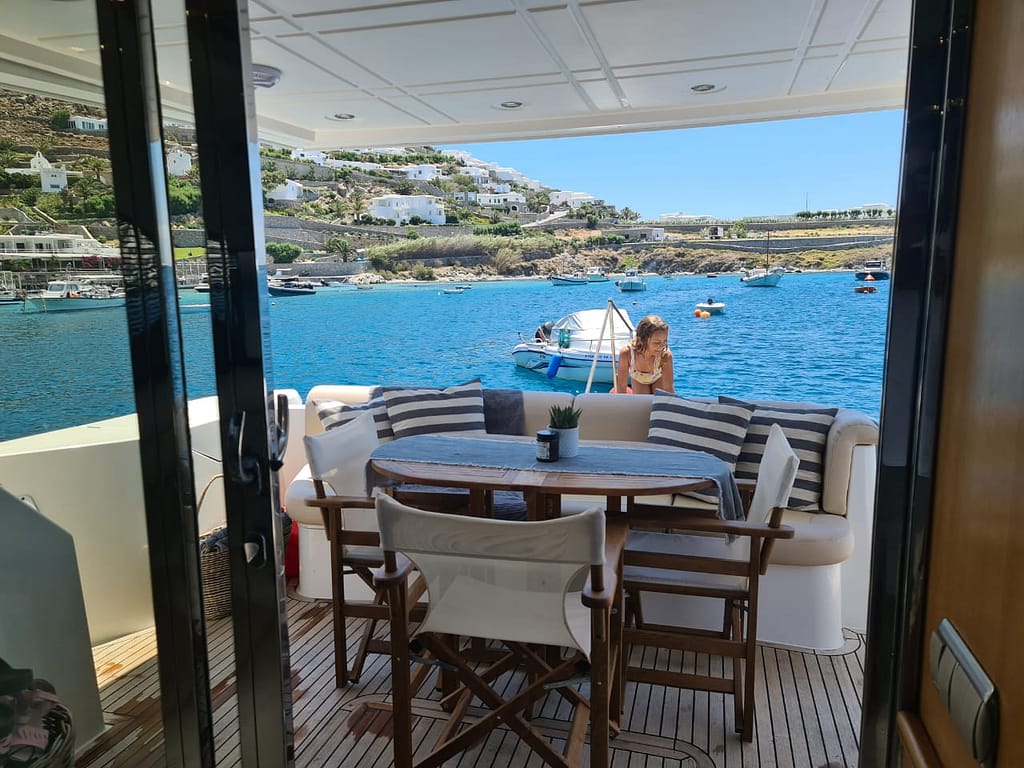 inside the yachts mykonos - lady j yacht - concierge - yachting mykonos