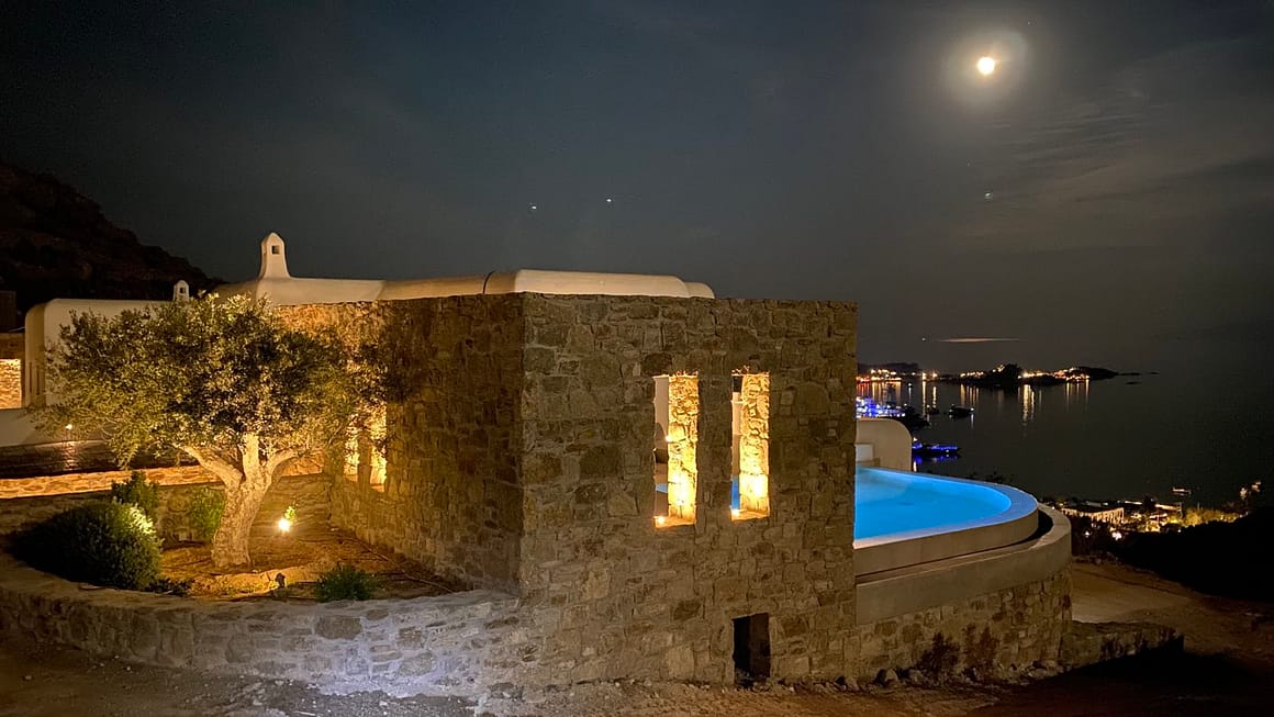 luxurious accommodation in Mykonos - night