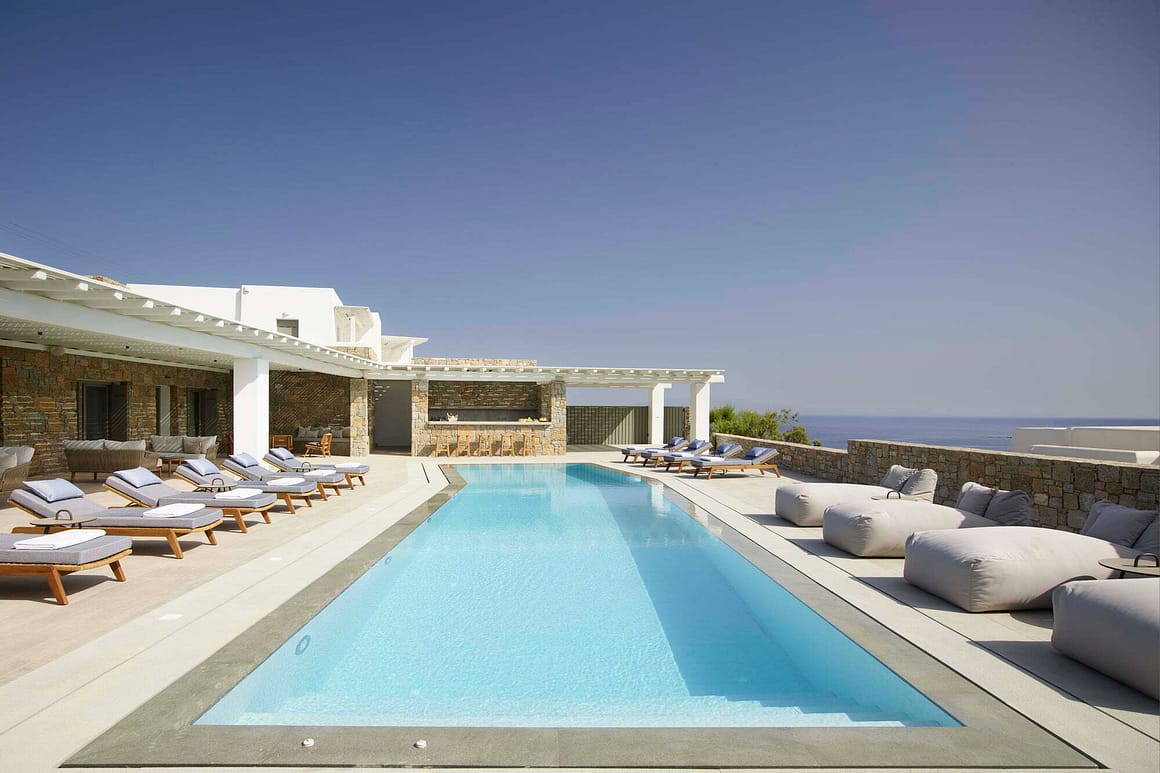luxurious blue pearl in mykonos - villas Billionaire Club Mykonos Concierge sea view - pool