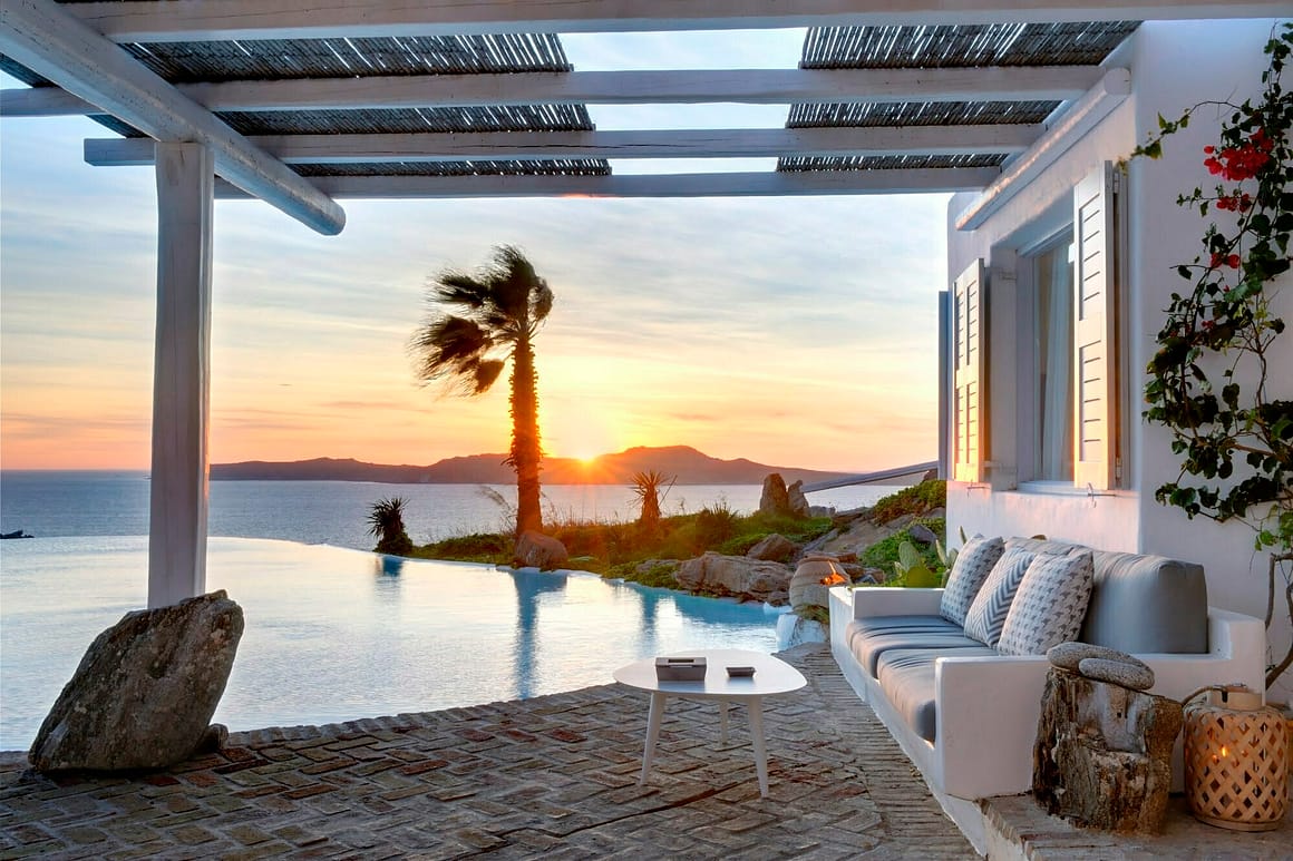 sun rent dream villa mykonos - Delos villa pool - billionaire club mykonos villas