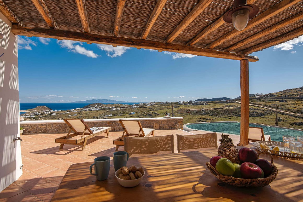 fancy villas in mykonos - jupiter villa pool sea view