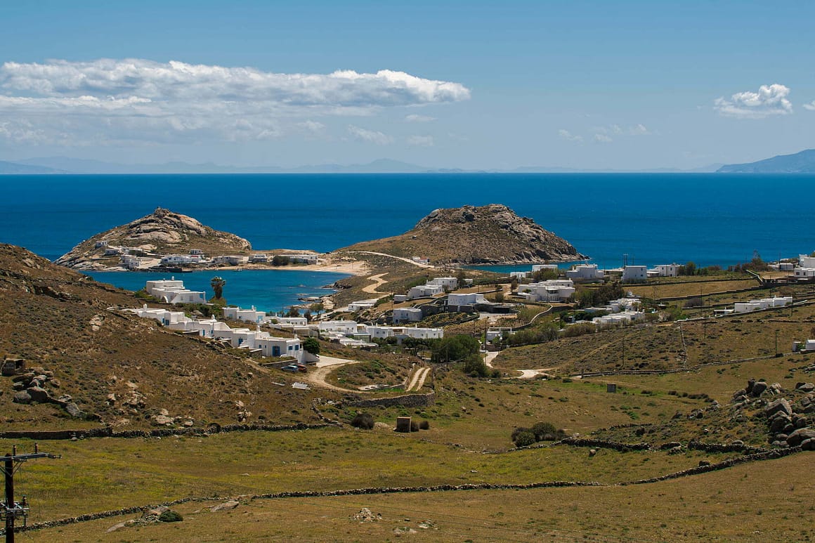 fancy villas in mykonos - jupiter villa view mykonos top