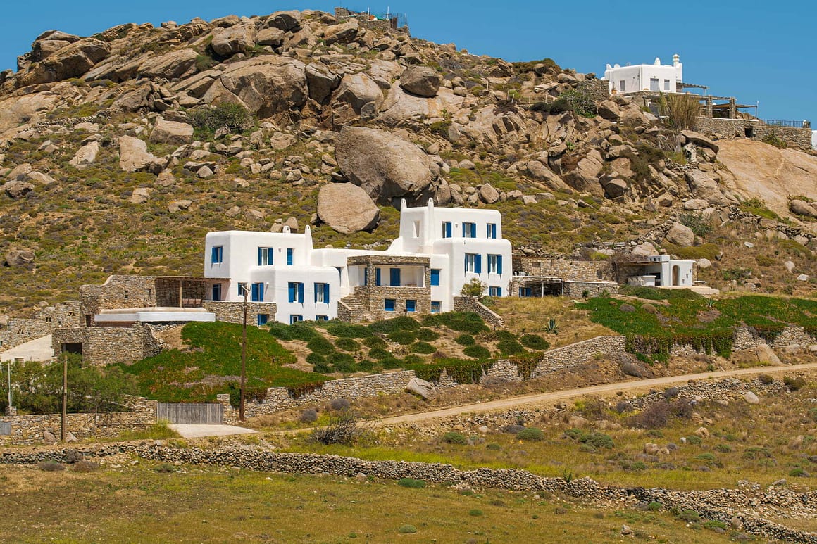 fancy villas in mykonos - jupiter villa view mykonos