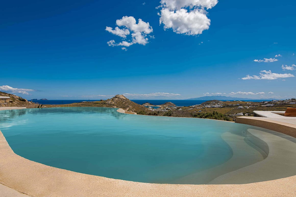 deluxe villa in mykonos hera - mykonos villas sky view