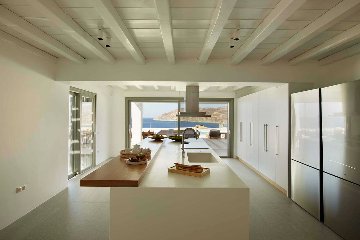 kitchen room - luxury blue emerald villa mykonos