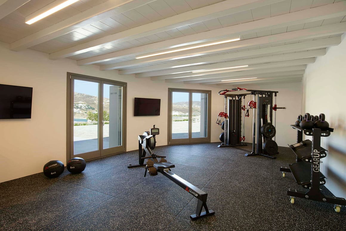 gym of blue pearl luxury villa mykonos