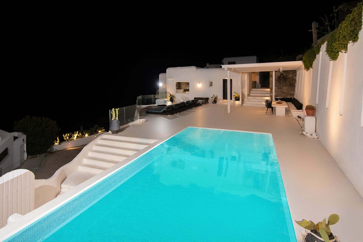 white blue villa mykonos aquablue - pool luxury