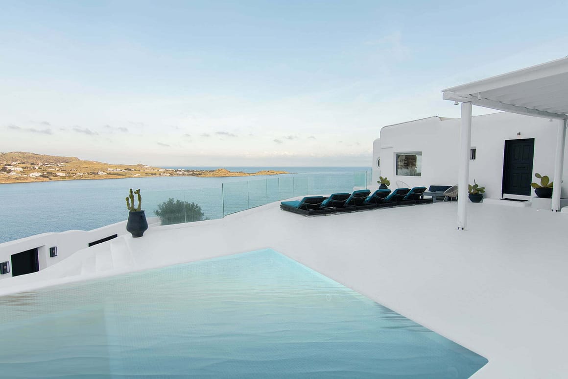 white blue villa mykonos aquablue - pool