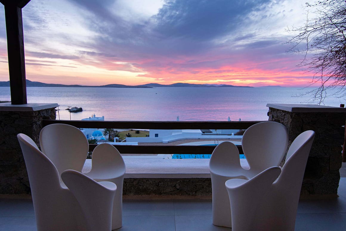 elegant villa mykonos - delos sunset view villa - billionaire club mykonos villas sunset view 2