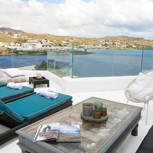 aquablue white villa mykonos - billionaire club mykonos - sea view