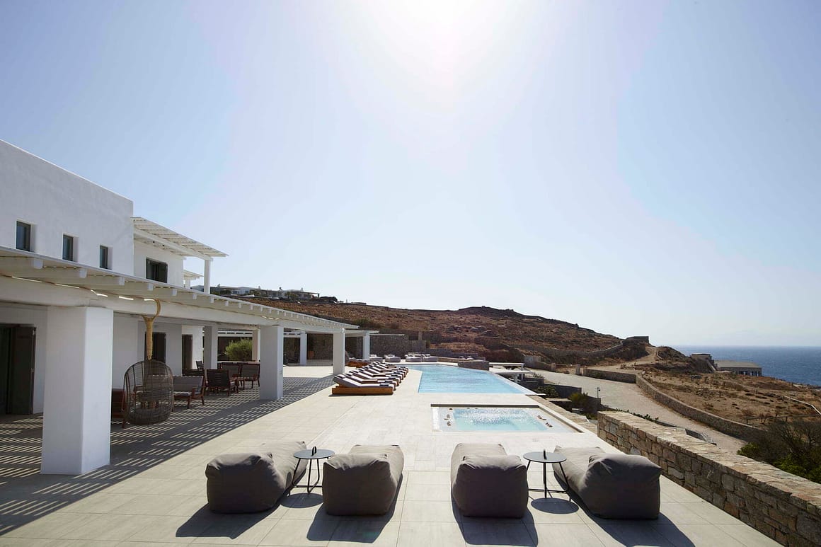 view pool - billionaire club in mykonos - blue villas emerald mykonos